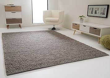 Handweb Teppich Lech - Jutekern mit gewalkter Schurwolle in Grau, Größe: 90x180 cm