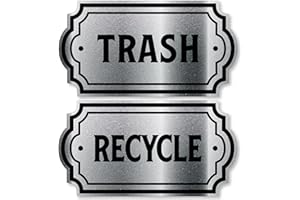 VINYL FRIEND Recycle and Trash Logo Symbol - Elegant Golden Look for Trash Cans, Containers, and Walls - Laminated Vinyl Decal (Small, Silver)