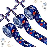 Cheerupp 4 Rolls Space Theme Ribbons, 20 Yards Craft Ribbons for Wreath Hair Bow Wrapping Gifts Packing, Solar System Grosgrain Ribbons Birthday Wedding Gender Reveal Party Home Accessory Decorations