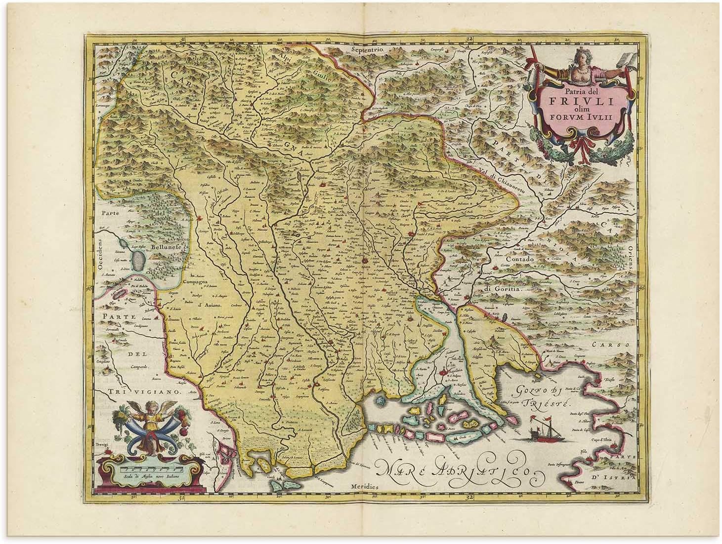the Blaeu Prints FriuliVenezia Giulia, Italia Mappa storica Stampa