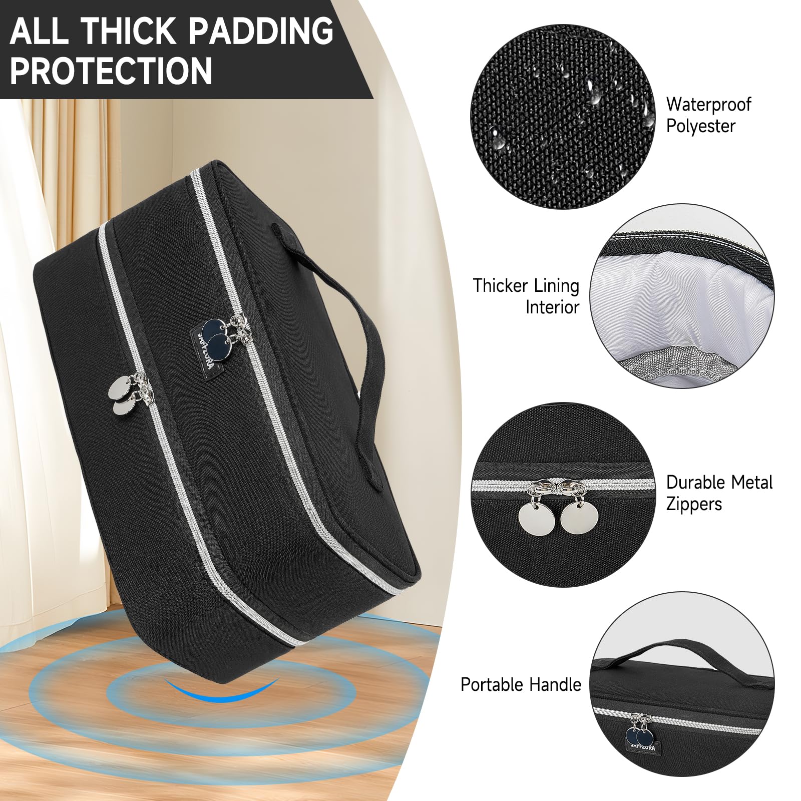 Carrying Case Fits for Shark Flexstyle & Hair Dryer, Travel Storage Bag Compatible with Dyson Supersonic Hair Dryer/Airwrap Styler and Attachments, Black(Bag Only)