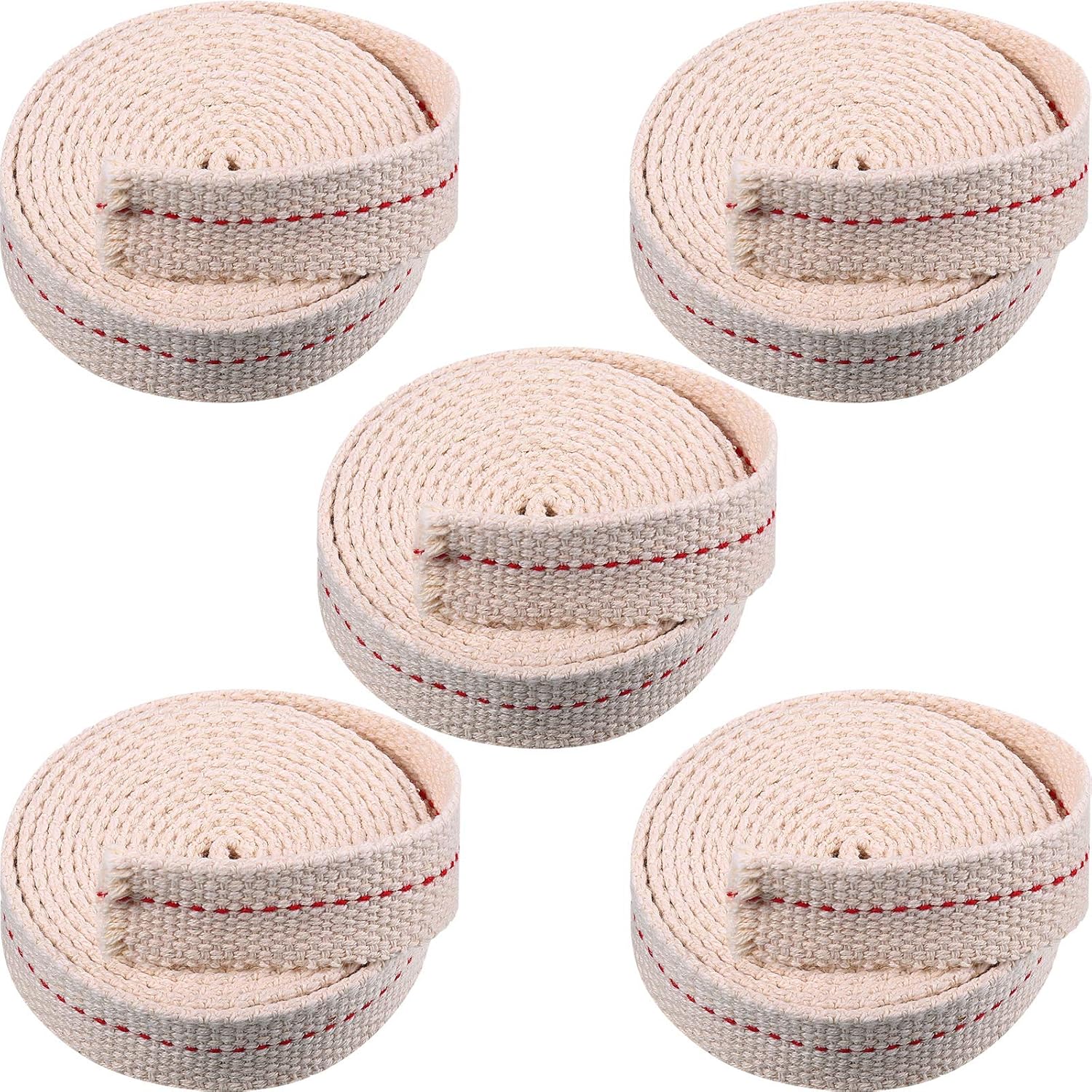 Oil Lamps & Accessories - 5 Rolls Oil Lamp Wicks Flat Oil Lanterns Wicks with Stitch for Oil Lamps and Candle Burners, 30 Feet (Red,7/8 Inch)