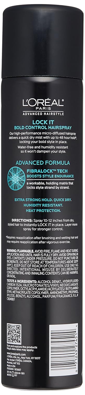 L'Oreal Paris Advanced Hairstyle Lock It Bold Control Hairspray 8.25 Ounce : Beauty