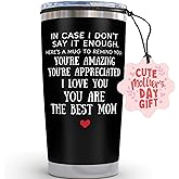 KLUBI Birthday Gifts for Mom from Daughter - In Case I Don't Say It Enough You Are The Best Mom 20 Ounce Black Tumbler for Mother Mug Cute Mothers Day Gifts from Daughter, Mother Presents from Kids