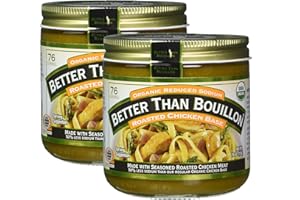 Better Than Bouillon Organic Sodium Reduced Roasted Chicken Base, 76 Servings 2 PK x 16 Oz / 454 Grams, Total 32 Oz (Less Sodium)