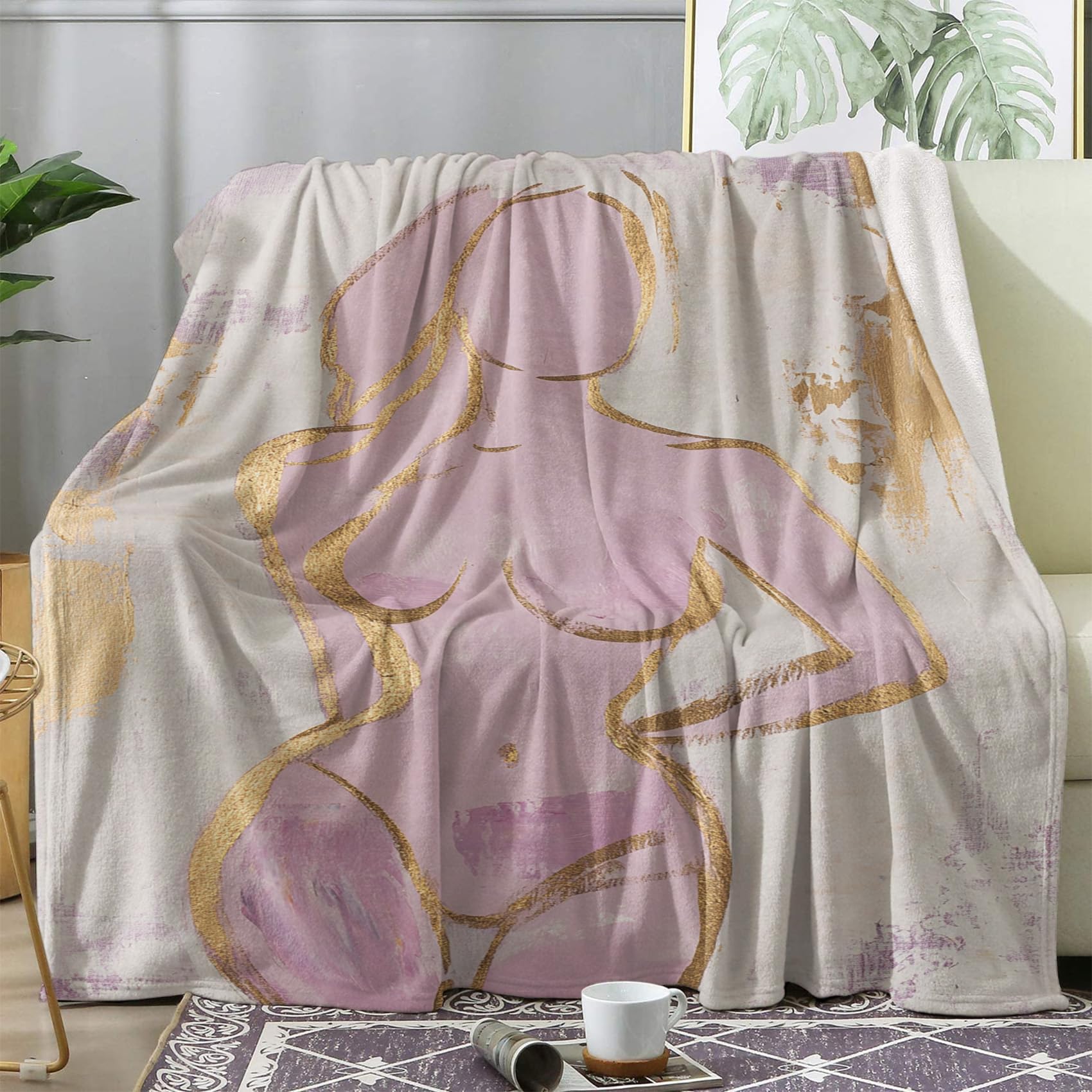 FJWXCBD Sexy Throw Blanket, Naked Girl Fleece