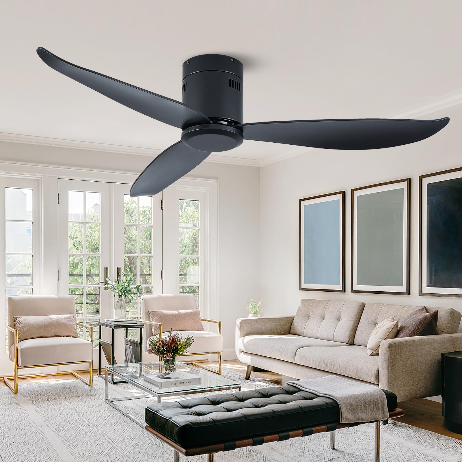 Photo 1 of ** opened not  used**
LEEAGLEGRY 52''Ceiling Fan no Light,3 ABS Blade,Reversible Quiet DC Motor,Timed,Indoor/Outdoor Fan for Bedroom,Living Room,Kitchen,Dining Room,Porch,Patio,Matte Black