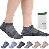 Bulinlulu Diabetic Socks for Men Women,6 Pairs Low Cut Non Binding Diabetic Socks,Ankle Seamless Socks for Men 6-9 9-12(Dark-Large)