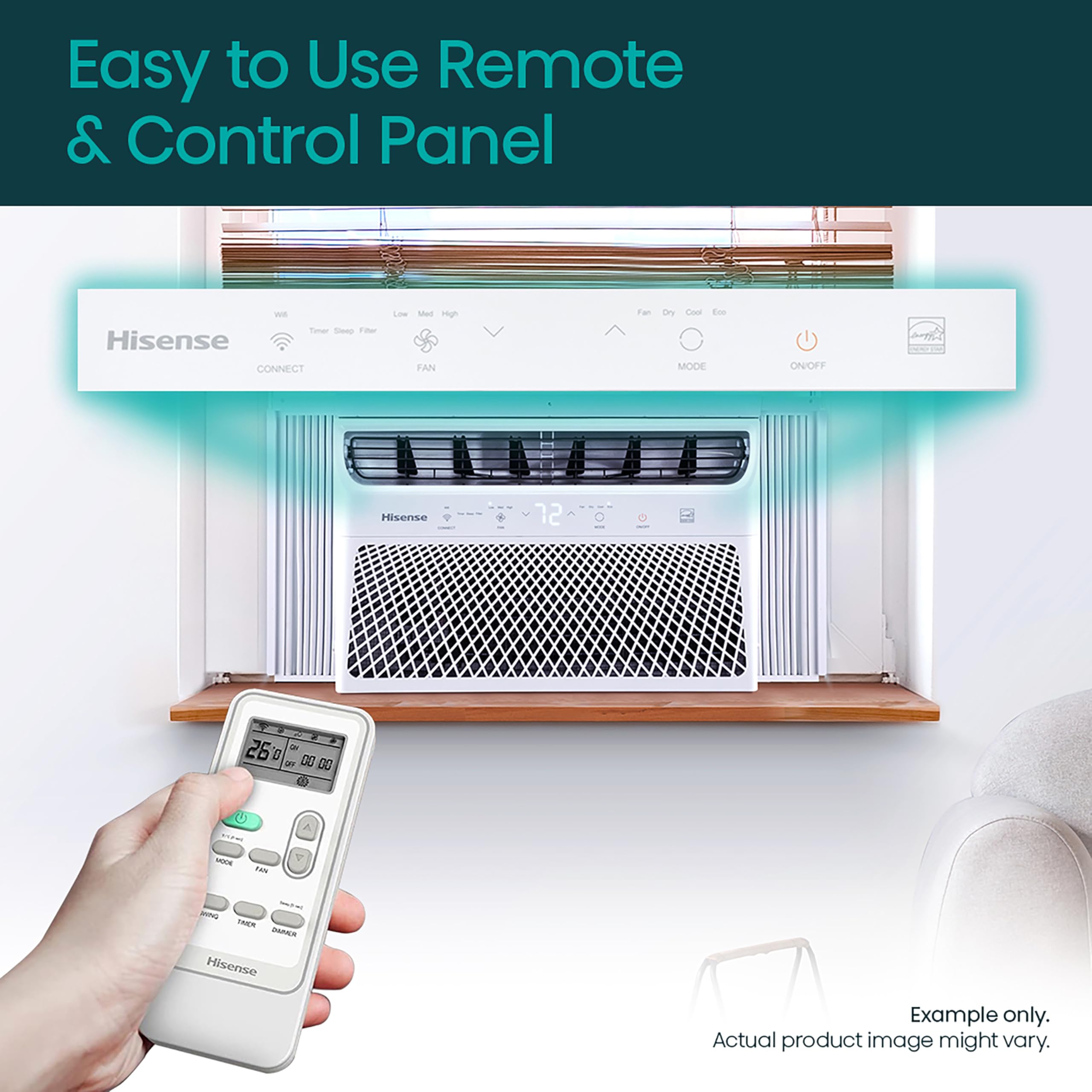Hisense 8,000 BTU Smart Window Inverter Air Conditioner with Quiet, High Efficiency Operation and Wi-fi Control, 115V, Window AC Unit for Apartment, Bedroom, Medium Rooms up to 350 Sq. Ft. in White