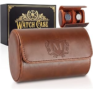 InnoBeta Personalized Watch Travel Case, Portable Leather Watch Roll & Organizer for Storage & Display, Perfect Travel Gifts