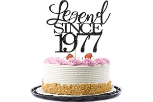 Migeaks legend since 1977 cake topper 47th birthday happy birthday cake topper men and women cheer 47 years old handmade black glitter cake decoration