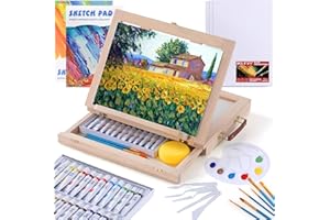 AOTEMOON 54 Pieces Watercolor Paint Set with Tabletop Easel Stand, Complete Starter Painting Art Supplies with Watercolor Paints, Canvases, Sketch Pads, Brushes and Palette for Adults Teens Kids Beginners