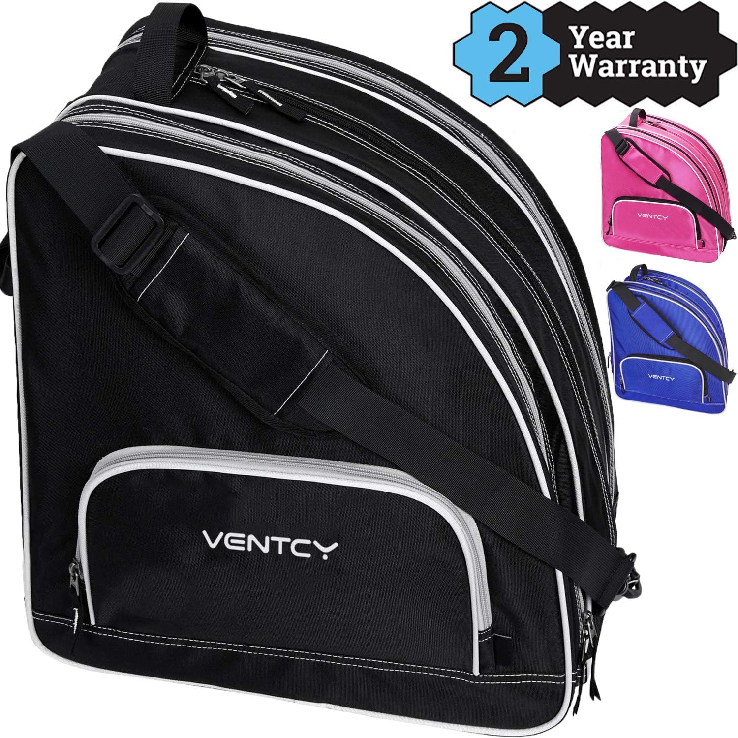 VENTCY Ice Skate Bag Unisex Roller & inline Skate Bag for Kids and Adults Men and Women Roller Skate Carry Bag to Carry Skate Bag for Up to Size 10.5(UK) Black/Pink/Blue/Purple/Rose red