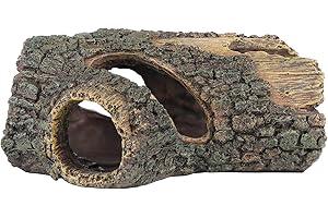 Uniclife Aquarium Large Betta Log Resin Hollow Tree Trunk Decor Artificial Wood Fish House Cave Bark Ornament with Hideout Holes for Shrimp Small Cichlid Lizard and Turtle in 10-70 Gallon Fish Tank