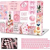 G JGOO Compatible with MacBook Air 13 inch Case 2026 2025 2024 2023 2022 M4 A3240 M3 A3113 M2 A2681, Plastic Hard Shell for MacBook Air 13.6 inch Case + Keyboard Cover + Screen Protector, Pink Collage