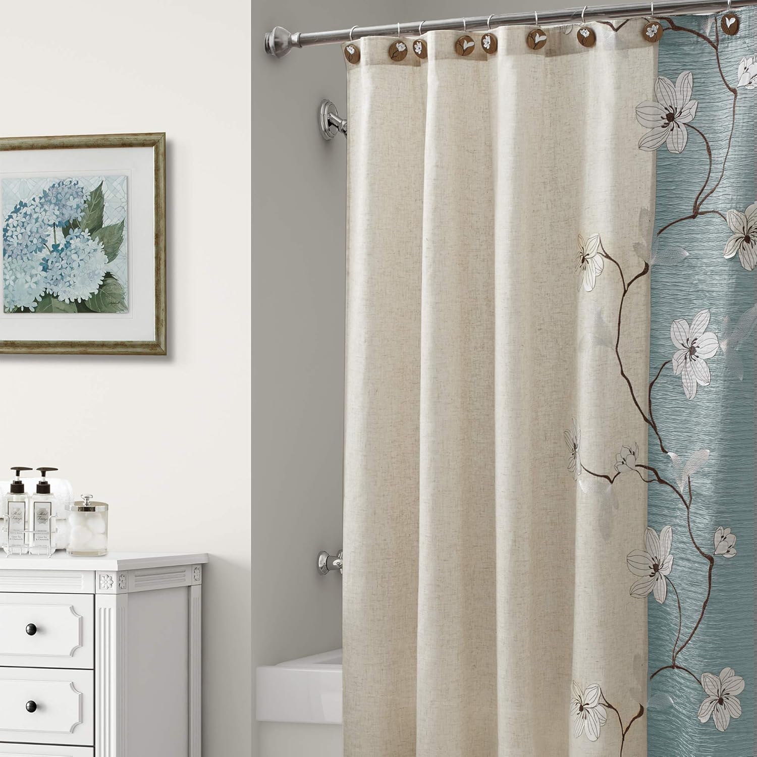 Amazon Com Croscill Magnolia Shower Curtain Seafoam Home Kitchen