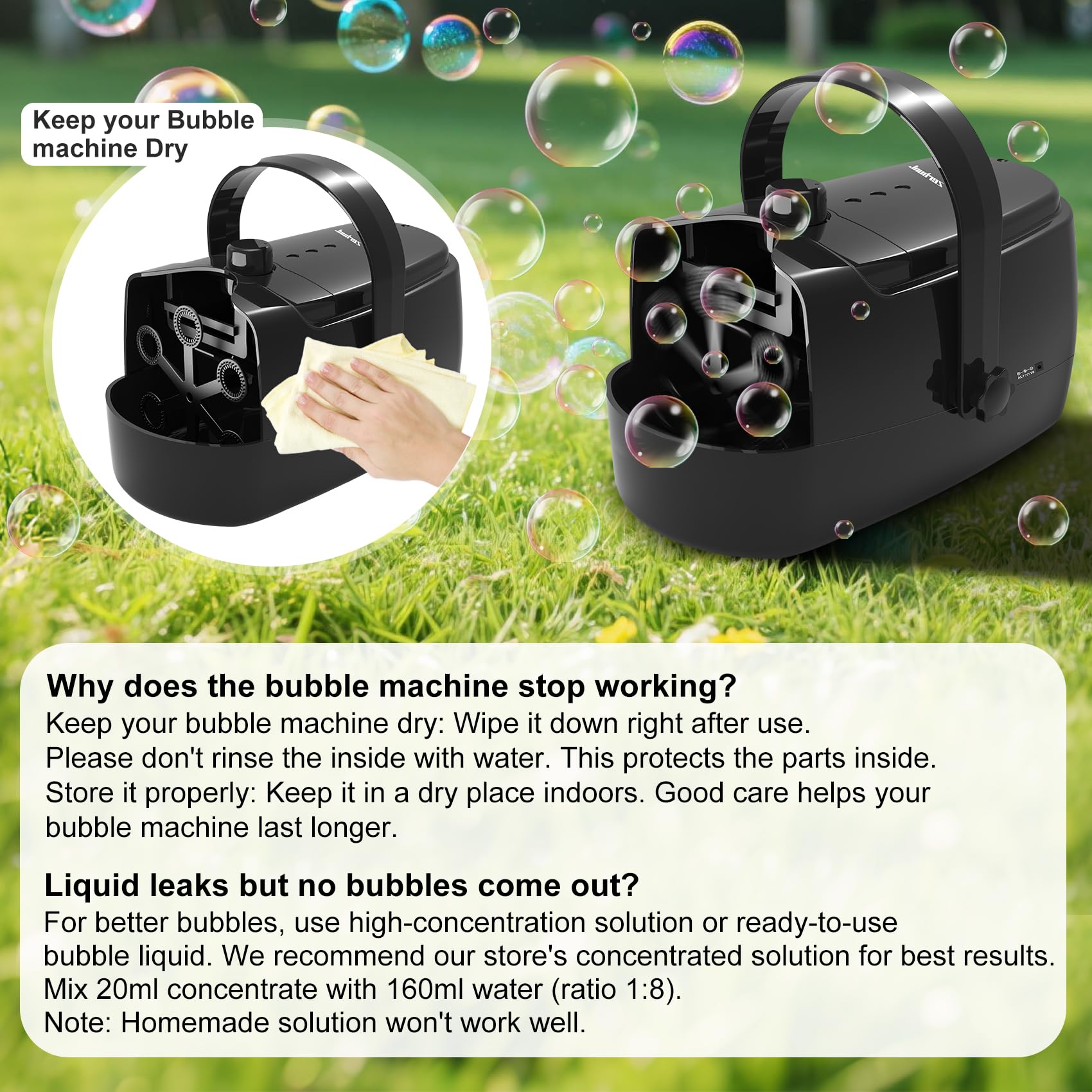 Bubble Machine Durable Automatic Bubble Blower, 18000+ Big Bubbles Per Minute Bubbles for Kids Toddlers Bubble Maker Operated by Plugin or Batteries Bubble Toys for Indoor Outdoor Birthday Party