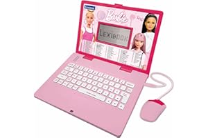Lexibook Barbie, Educational and Bilingual Laptop in English/Spanish, Toy for Children with 124 Activities to Learn, Play Games and Music, Pink, JC598BBi2