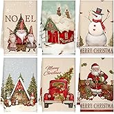 Sratte 6 Pcs Christmas Kitchen Towels Vintage Winter Snowman Tea Dishtowels Absorbent Santa Xmas Bathroom Hand Towels for Christmas Kitchen Bathroom Holiday Decorations Farmhouse Housewarming Gift