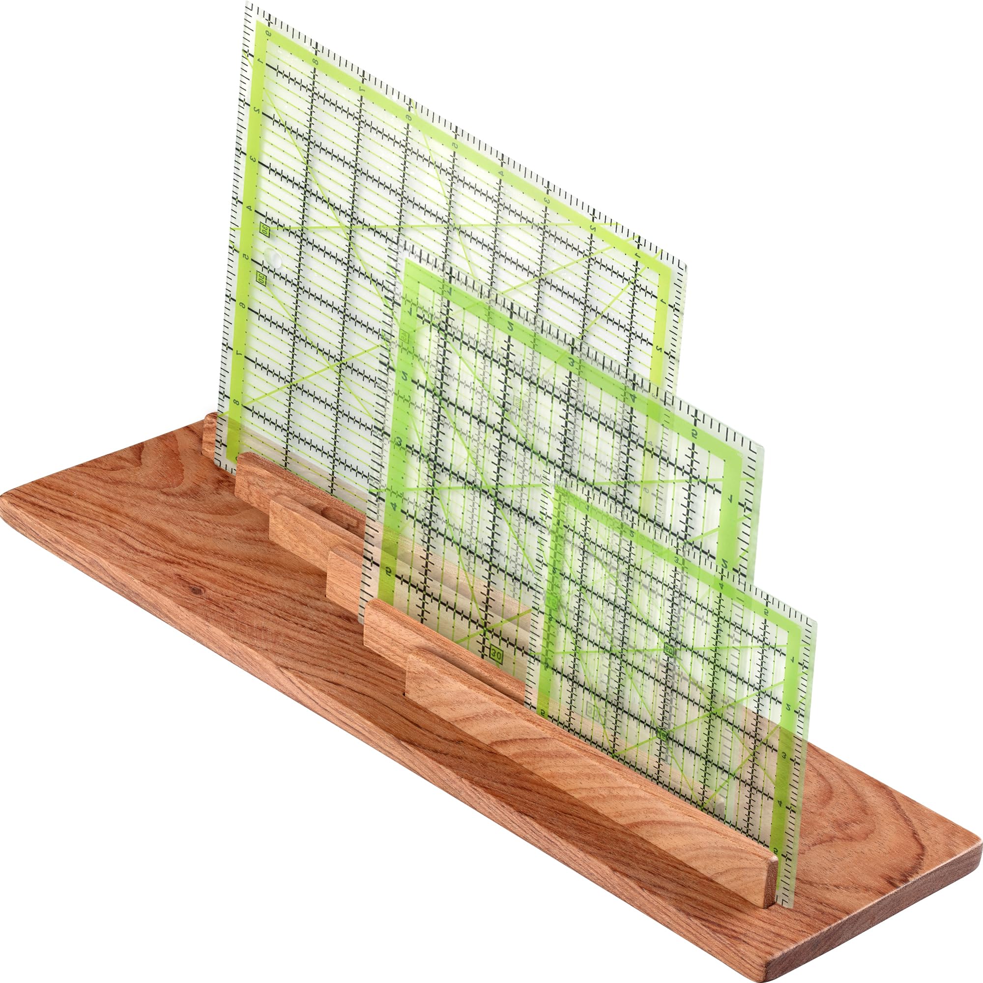 Photo 1 of SAVINA Wooden Quilting Ruler Rack – Handcrafted Hard Wood Ruler Organizer with 5 Slots – Ruler Stand for Sewing and Quilting Templates – Aesthetic and Functional Sewing Room Accessory (1pcs)