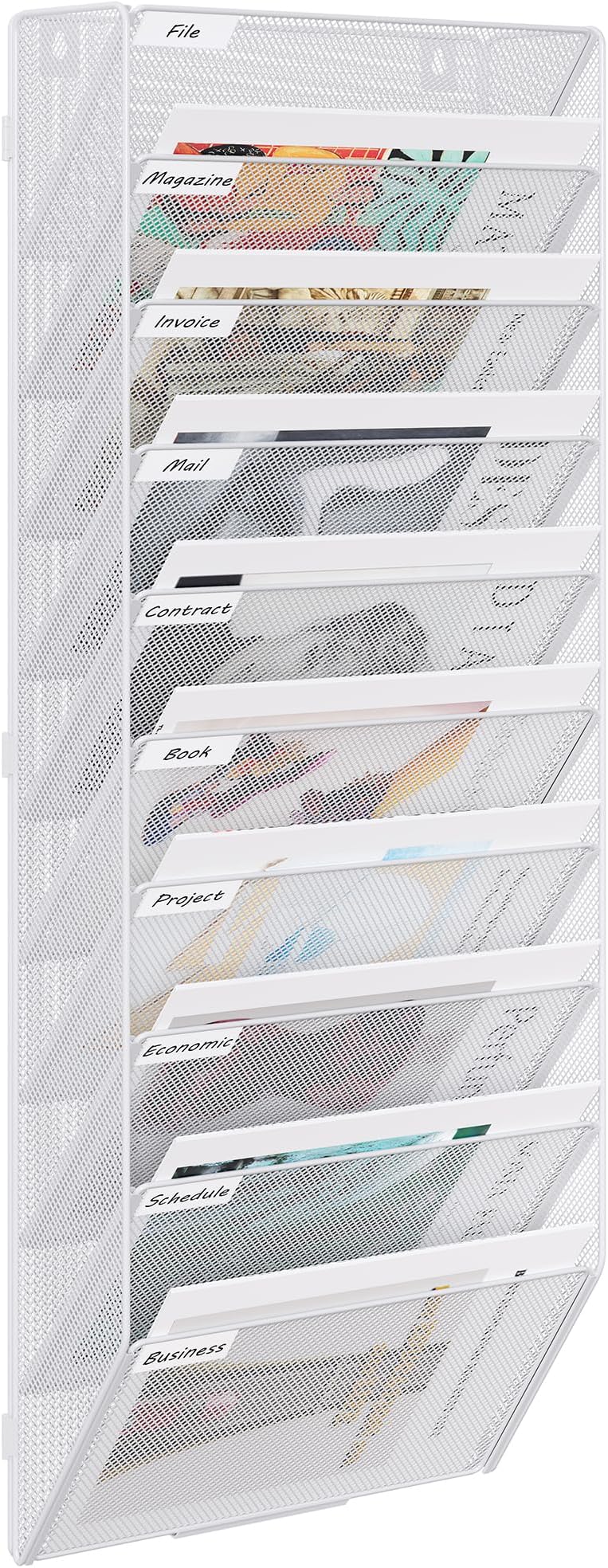 EasyPAG 10 Tier A4 Mesh In Tray Wall Pocket File Holder White