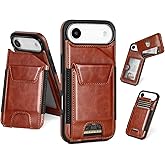 SkyEagle Compatible with iPhone 17 Air Wallet Case with Card Holder,Women Men Phone Case PU Leather RFID Blocking Shockproof Magnetic Flip Cover Credit Card Slots Kickstand,for Apple 17 Air,Brown