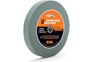 POLIWELL 6 Inch Bench Grinder Grinding Wheel with 1/2'' Arbor, 150 Grit Silicon Carbide Bench Pedestal Grinding Wheel 3/4" Thick for Drill Bits, Blades and Knifes Polishing Sharpening
