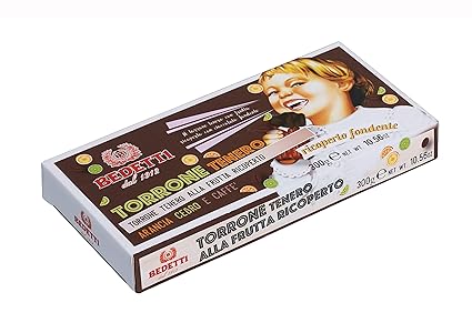 BEDETTI 100% MADE IN ITALY NOUGAT Weichobst mit Dunkler Schokolade Überzogen mit Kirschen, Zeder und Kaffee 300gr