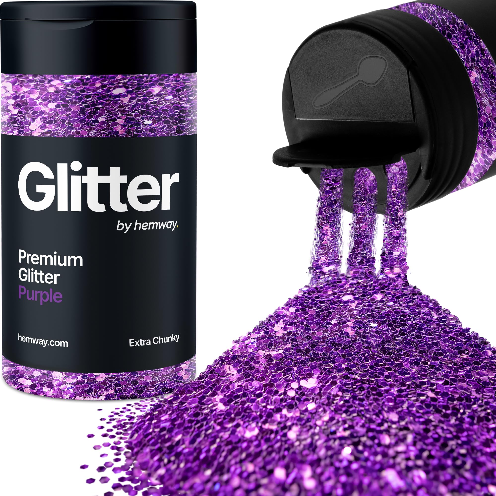 Purple Glitter Shaker, 130g Extra Chunky Glitter, Crafts 1/24" Metallic Flake Purple Sequins, Resin & Epoxy Crafts, Decorating, Halloween, Christmas Nail, Face, Hemway