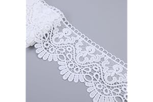 AIETSYEI White Venice Lace Trim 6Yards Wide Lace Ribbon Crown Embroidered Trim for Sewing Crafts, Wedding Dress Embellishment, Home Decor