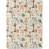 ainori Whimsical Woodland Animal Throw Blanket- Ultra Soft, Fleece, Lightweight,Foxe,Deer,Owl and Raccoon Forest Scene Blankets, for Couch Room Bedroom Modern Decor, Gifts for Kids Girls 50x60in