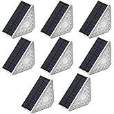 GQIRIL Solar Step Lights for Outside - 8 Pack Outdoor Stair Solar Powered Light, Waterproof Deck Step Triangle LED, Warm Whit