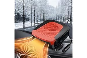 KINOWJI Car Heater, Portable Car Heater 12V 150W Car Windshield Defogger Fast Heating & Cooling Fan 2 in 1 Modes Fast Demisting Defroster for Cars SUV Truck and Trailer (Red)