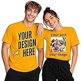 Printson Custom T-Shirt for Men & Women - Personalized Tshirts with Photo and Text - Front and Back Printed Unisex Shirt