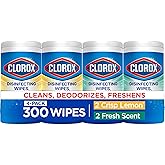 Clorox Disinfecting Wipes Cleaning Variety Pack, 75 Count, 4 Pack | Cleans, Deodorizes and Freshens, Kills 99.9 Percent of Viruses and Bacteria, Bleach Free, Crisp Lemon and Fresh Scent