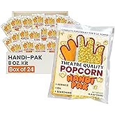 Handi-Pak Gourmet Popcorn Kit, 24 Pre-Portioned Packs for 8 oz Poppers, Popcorn Machine, Movie Theater Style, Butter Coconut Oil, Packet with Kernels & Seasoning