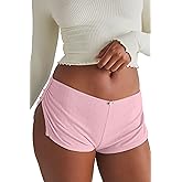 FaroDor Cute Micro Pajamas Shorts for Women Low Rise Side Slit Ruched Lounge Shorts Pj Bottoms