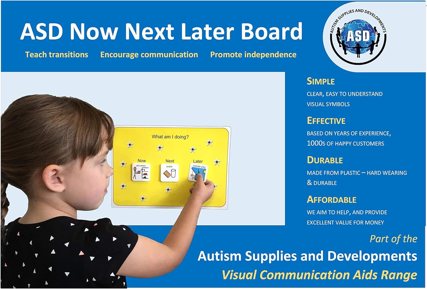 Autism Supplies & Developments EN_NNL Plastic Visual Now Next Later Board (English) Amazon.co