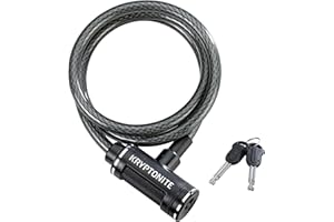 Kryptonite Bike Lock Cable, 6ft. x 12mm Braided Steel Cable Anti-Theft Security Bicycle Lock with Keys for Outdoor Equipment,