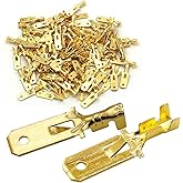 Baomain 1/4" Male Spade Quick Splice Crimp Terminals 6.3mm Crimp Connector Non Insulated Pack of 100
