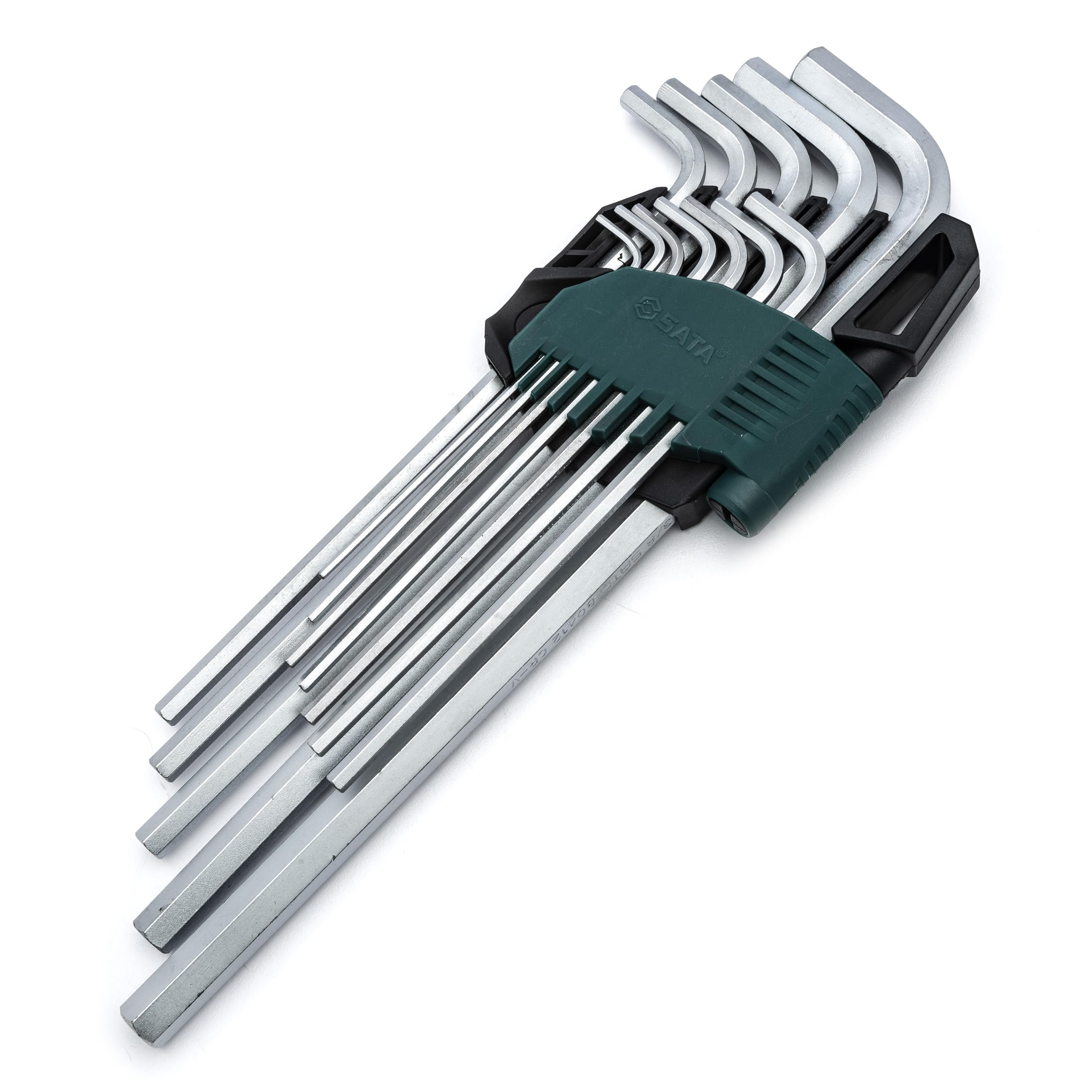 SATA ST09104SJ 12-Piece SAE Hex Key Set, Extra-Long Design, with Chamfered Tips and Impact-Resistant Carrying Caddy