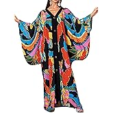 cthseie Caftans for Women Plus Size V-Neck Batwing Sleeve Kaftan Dress for Beach Swimwear Cover-Up Loungewear Mumu Dresses