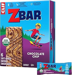 Zbar - Chocolate Chip - Soft-Baked Energy Snack Bars - Non-GMO - 12g Whole Grains - USDA Organic Granola Bars (6 Pack)