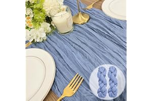 BGHEOUYV Dusty Blue Cheesecloth Table Runner, 35x120 inch, Rustic Gauze Runner for Bridal Shower Decorations, Wedding & Holiday Decor