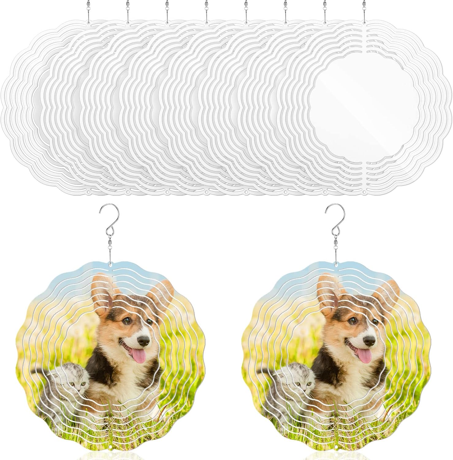 Garden Sculptures & Statues - Sublimation Wind Spinner Blanks 3D Aluminum Wind Spinners Hanging Wind Spinners DIY Crafts Ornaments for Indoor Outdoor Garden Yard Window Porch Front Door Decoration (10 Pack, 8 Inch)