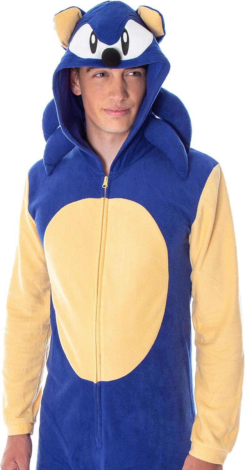 Sonic The Hedgehog Men's Video Game Character Costume One-Piece Union Suit Pajama Onesie: Clothing