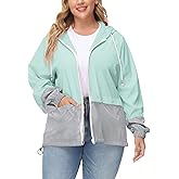 Avoogue Plus Size Raincoat Women Waterproof Rain Jacket Packable Outdoor Hooded Windbreaker