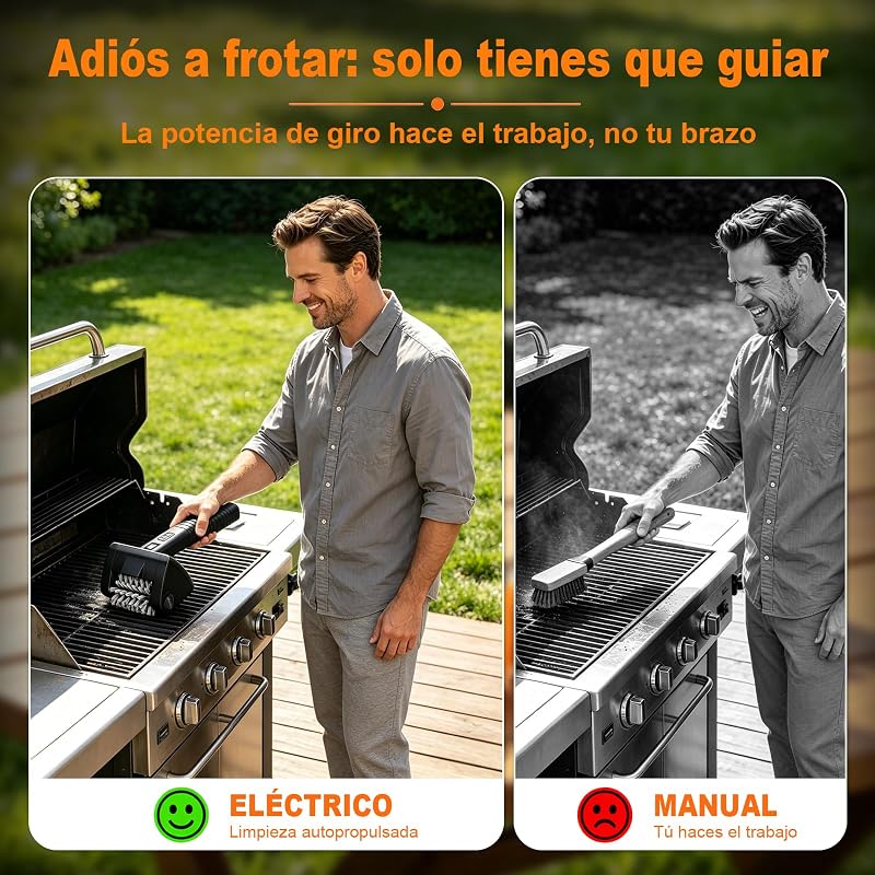 Cepillo Eléctrico para Barbacoa Inalámbrico 2 Velocidades