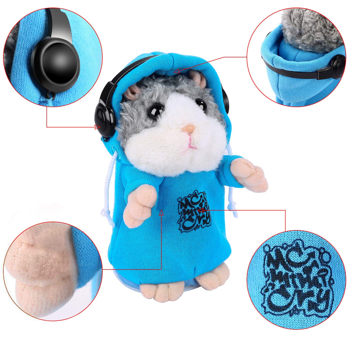 Talking Hamster Repeats What You Say, Cute Plush Electronic Mimicry Hamster Toy with Interactive Function, Gift for Kids Birthday and Parties (S1)