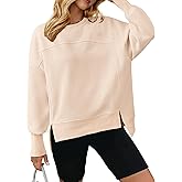 BTFBM Women's Casual Crewneck Sweatshirts 2026 Spring Fall Clothes Long Sleeve Side Slit Workout Fleece Pullover Tops